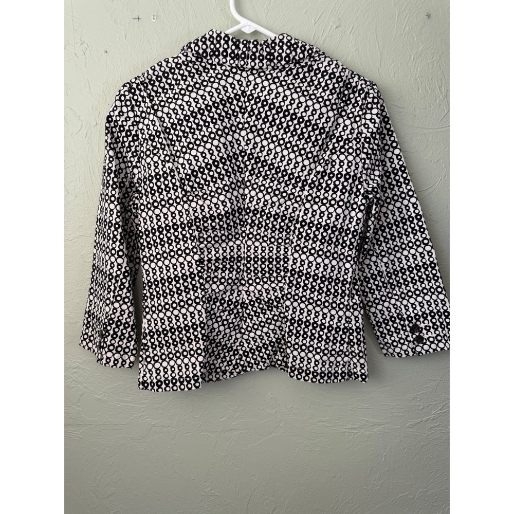 Cabi Black White Geometric Circle Print Cotton Blazer Jacket Womens Size 4 - Picture 2 of 5